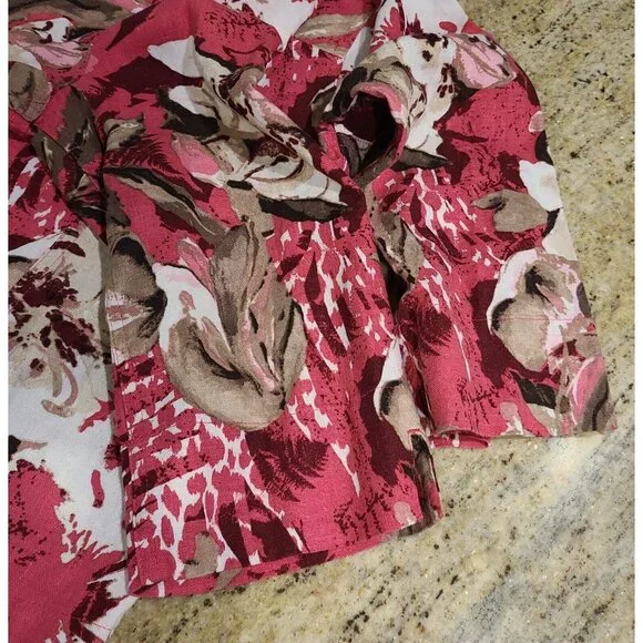 Lot of 2 Christopher Banks Sz M Button Up Jacket Blazer Pink Floral Lightweight - Picture 12 of 16